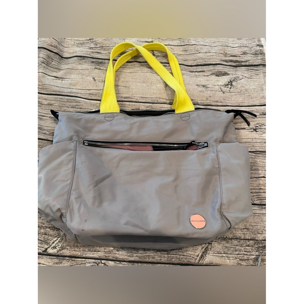 Shortylove Gray Tillie Tote Bag with Yellow Handles; Discontinued Colorway